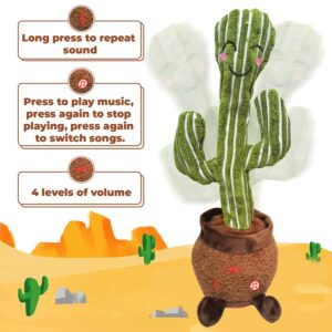 MIAODAM Dancing Cactus Baby Toy Volume Adjustable Talking Cactus Toy, Repeating What You Say Baby Toys, Dancing Cactus Mimicking Toy with 120 English Song and LED Lighting for Baby Toys 6 to 12 Months