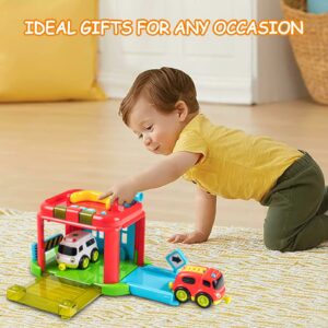 Auspint Children's Fire Rescue Center Toy Set - Includes Fire Truck, Ambulance and Station Scene Take-Around City Emergency Center Toy for Baby 18 Months + Party Birthday Gift