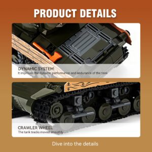 DAHONPA Sherman M4A3 Main Battle Tank Army Building Block(715 PCS),WW2 Military Historical Collection Model with 3 Soldier Figures,Toys Gifts for Kid and Adult.