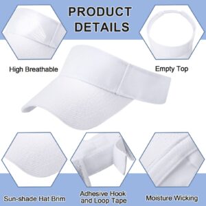 24 Pieces Visors Bulk for Women Men Adjustable Sun Visor Hats UV Protection Sport Visors(White)