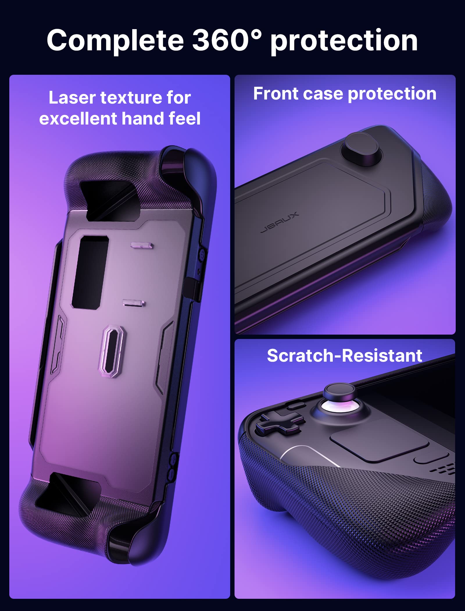 JSAUX PC0104 ModCase for Steam Deck, Steam Deck Case with Detachable Front Shell Include Protective Case, Face Cover,Metal Bracket and Strap-Basic Set