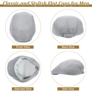 12 Pieces Mesh Newsboy Hat for Men Flat Cap Breathable Summer Beret Cap Cabbie for Golf Baseball Driving