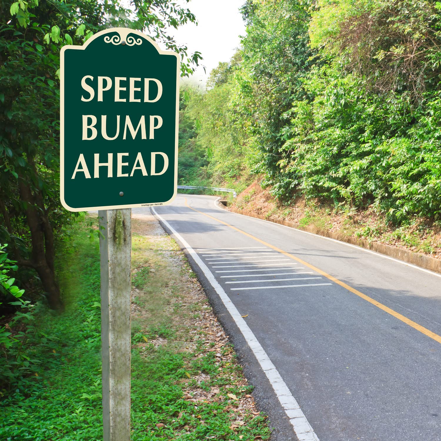 SmartSign Designer "Speed Bump Ahead" Sign, 12" x 18", 120 mil Aluminum Composite (ACM) with Overcoat, Engineer Grade Reflective, Green, Made in USA