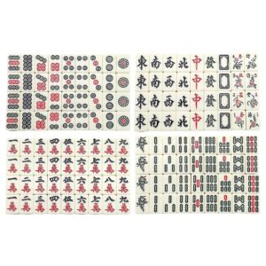 RIPTEADRY Chinese Mahjong Game Set, with 144 Tiles, 2 Spare Tiles, 2 Dice, Chinese Mahjong Set, Travel Mahjong Set, Mahjong Board Game, for Home Entertainment Use