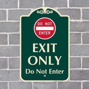 SmartSign Designer "Exit Only - Do Not Enter" Sign, 12" x 18", 120 mil Aluminum Composite (ACM) with Overcoat, Engineer Grade Reflective, Red & Green, Made in USA