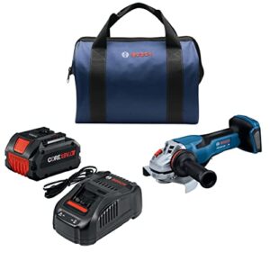 bosch gws18v-13pb14 profactor™ 18v 5 – 6 in. angle grinder with paddle switch with (1) core18v® 8 ah high power battery