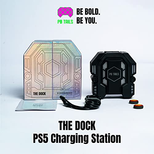 PB Tails Metal LED PS5 Charging Dock - Compact PlayStation Controller Charger for Sony PS5 Controller, 2H Fast Dual Charging PS5 Docking Station Hides Messy Cables - Premium Black PS5 Controller Dock