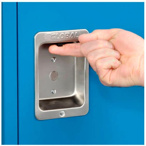 Global Industrial 2-Tier 6 Door Locker, 12"Wx12"Dx36"H, Blue, Assembled