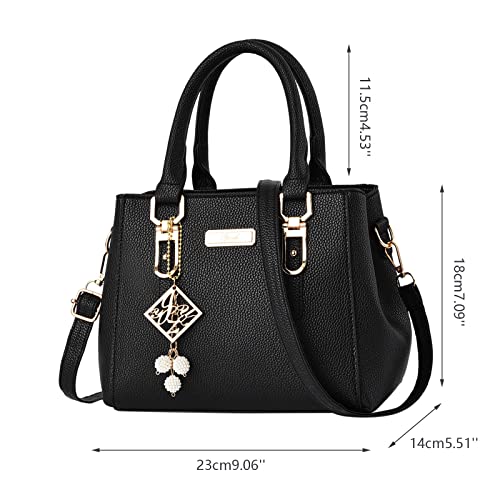 ENVEZ Crossbody Bags for Women Fashion Pure Leather Messenger Bag With Metal Pendant Removable Straps Large Capacity Handbag