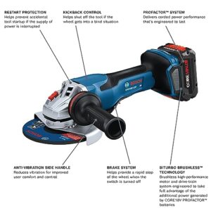 BOSCH GWS18V-13PB14 PROFACTOR™ 18V 5 – 6 In. Angle Grinder with Paddle Switch with (1) CORE18V® 8 Ah High Power Battery