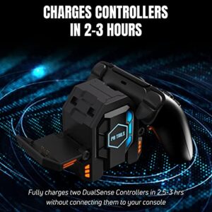 PB Tails Metal LED PS5 Charging Dock - Compact PlayStation Controller Charger for Sony PS5 Controller, 2H Fast Dual Charging PS5 Docking Station Hides Messy Cables - Premium Black PS5 Controller Dock