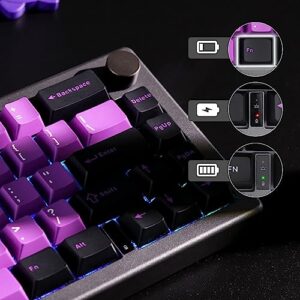 EPOMAKER EK68 65% Wireless Gaming Keyboard, Hot Swappable Gasket Mechanical Keyboard with Metal Knob, Bluetooth 5.0/2.4Ghz Wireless/USB-C Wired Custom Keyboard (Black Purple, Budgerigar Switch)