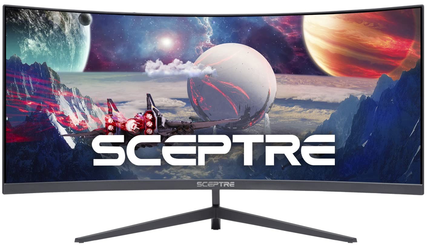 CYBERRPOWERPC Gamer Xtreme VR Gaming PC, Black & Sceptre 30-inch Curved Gaming Monitor 21:9 2560x1080 Ultra Wide Ultra Slim HDMI DisplayPort up to 200Hz Build-in Speakers, Metal Black (C305B-200UN1)