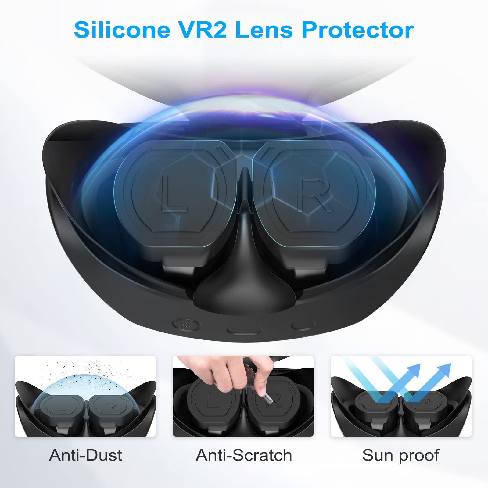 VR Face Cushion Cover and PSVR 2 Lens Protector Cover for PlayStation VR2, Sweatproof Silicone Fitness Facial Interface Pad 2 Pack & Lens Dust Cover for PS5 VR2 Headset PSVR2 Accessories