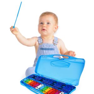 Tkocisa Xylophone 25 Notes Glockenspiel Xylophone, Professional Xylophone for Beginners Kids Music Teaching, Chromatic Glockenspiel Tuned Percussion Instrument Gift(Blue)