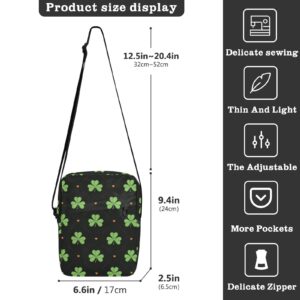 JHKKU Small Shoulder Heart Shamrock Messenger Bags Women and Men Mini Adjustable Crossbody Handbag, Travel Portable Purse Phone Passport