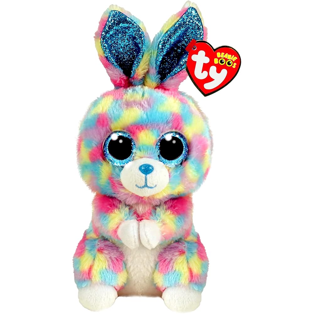 Ty Beanie Boo's Hops The Rabbit Soft Toy 15 cm-TY36568, TY36568, Multicoloured, Small