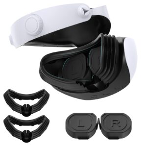 VR Face Cushion Cover and PSVR 2 Lens Protector Cover for PlayStation VR2, Sweatproof Silicone Fitness Facial Interface Pad 2 Pack & Lens Dust Cover for PS5 VR2 Headset PSVR2 Accessories