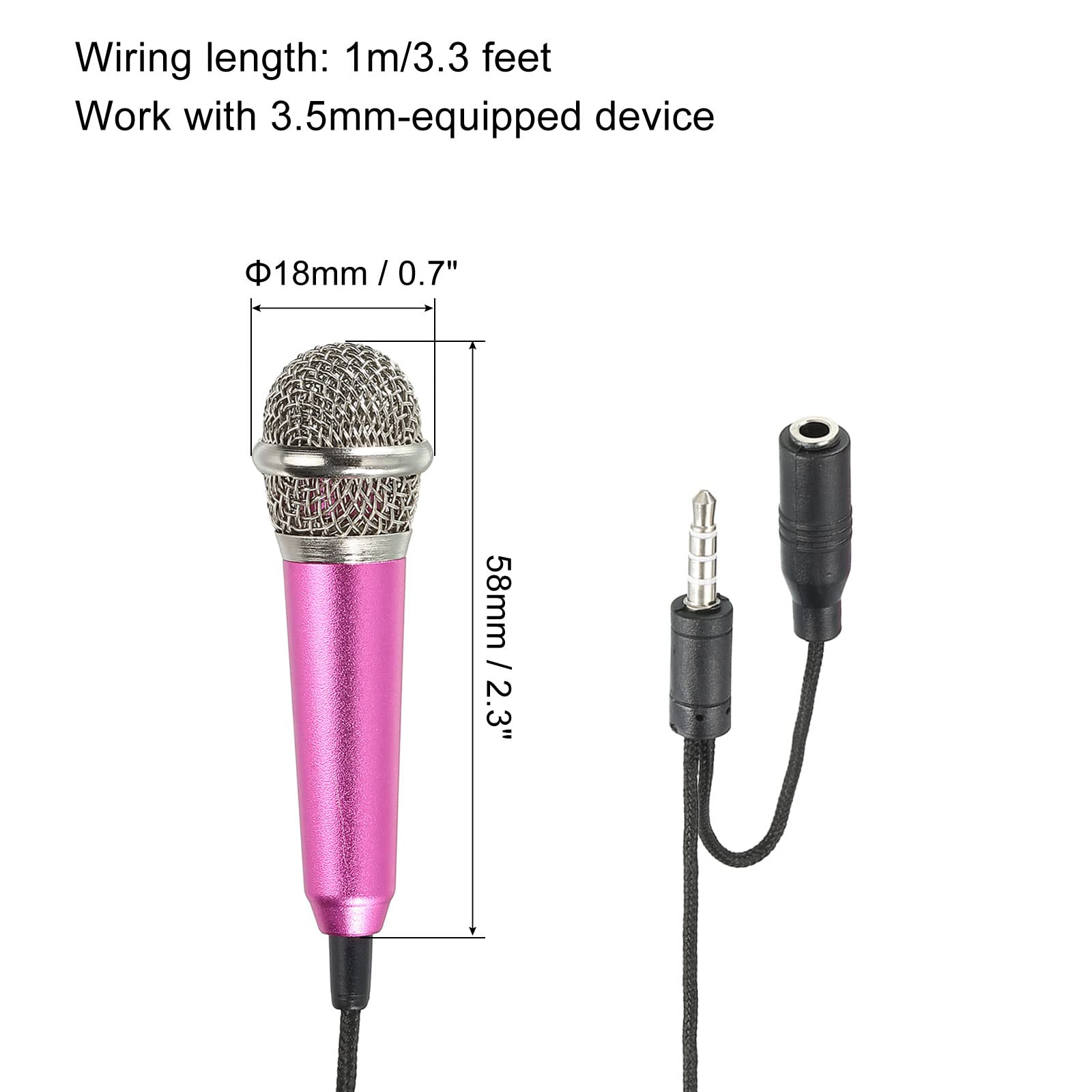 PATIKIL Mini Microphone Portable Vocal Microphone Rose Red for Voice Recording and Singing Pack of 1