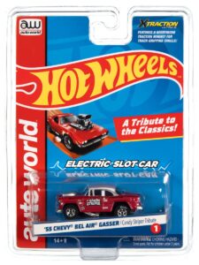 auto world hot wheels candy striper xtraction - 1955 chevy bel air ho scale slot car