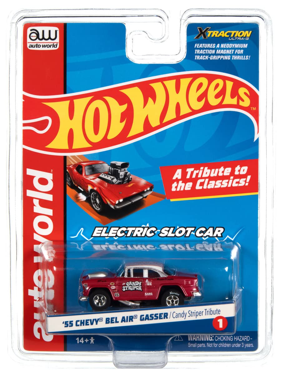 Auto World Hot Wheels Candy Striper Xtraction - 1955 Chevy Bel Air HO Scale Slot Car