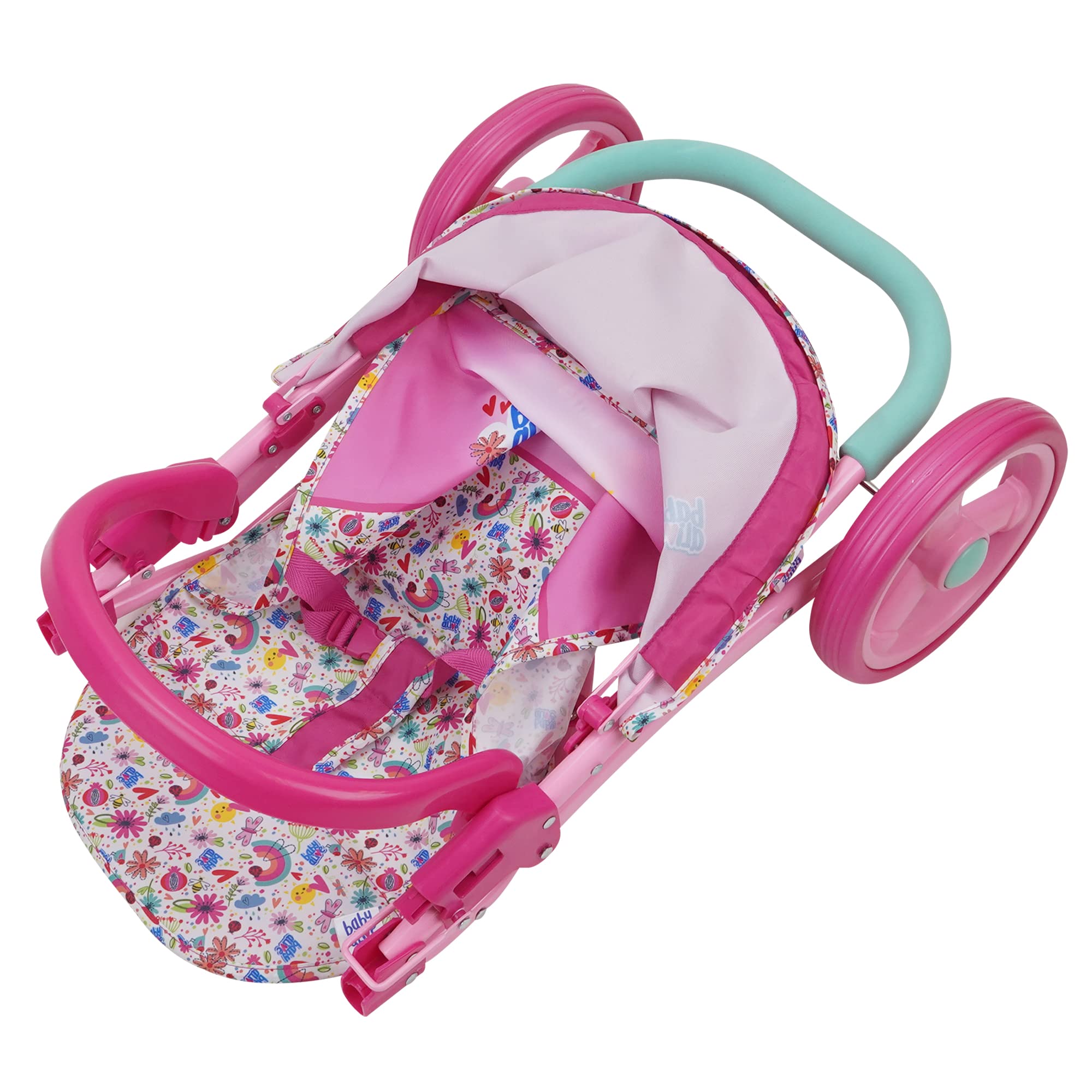 Baby Alive: Doll Jogging Stroller - Pink & Rainbow - Fits Dolls Up to 24", Retractable Canopy, Front Bumper Bar, Swivel Wheels, Safety Harness, Pretend Play for Kids Ages 3+