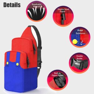 Cute Travel Bag for Nintendo Switch/Lite/OLED/Steam Deck, Small Sling Portable Waterproof Backpack Carrying Crossbody Shoulder Chest Gaming Bag Case for NS SD Console Dock Joy-Cons Accessories Storage