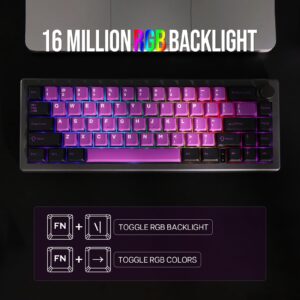 EPOMAKER EK68 65% Wireless Gaming Keyboard, Hot Swappable Gasket Mechanical Keyboard with Metal Knob, Bluetooth 5.0/2.4Ghz Wireless/USB-C Wired Custom Keyboard (Black Purple, Flamingo Switch)