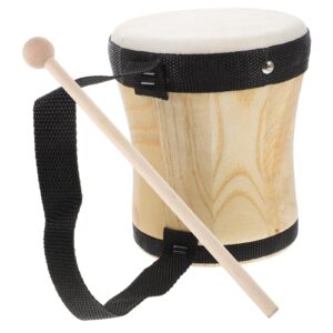 vaguelly kid bongo drum with drum stick wood percussion musical instrument for kids adults beginners, 13cm