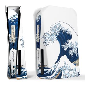 extremerate excover the great wave top bottom cover compatible with ps5 console disc edition, replacement faceplate backplate shell skin compatible with ps5 console disc version - console not included