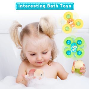 2PCS Suction Cup Spinner Toys with Swim Turtle Water Bath Toys for Toddlers 1-3 Year Old Boys Gifts, Bath Toys, Bathtub Toys for Baby Pool Toys, First Birthday Baby Gifts for 1 Year Old Girls Boys