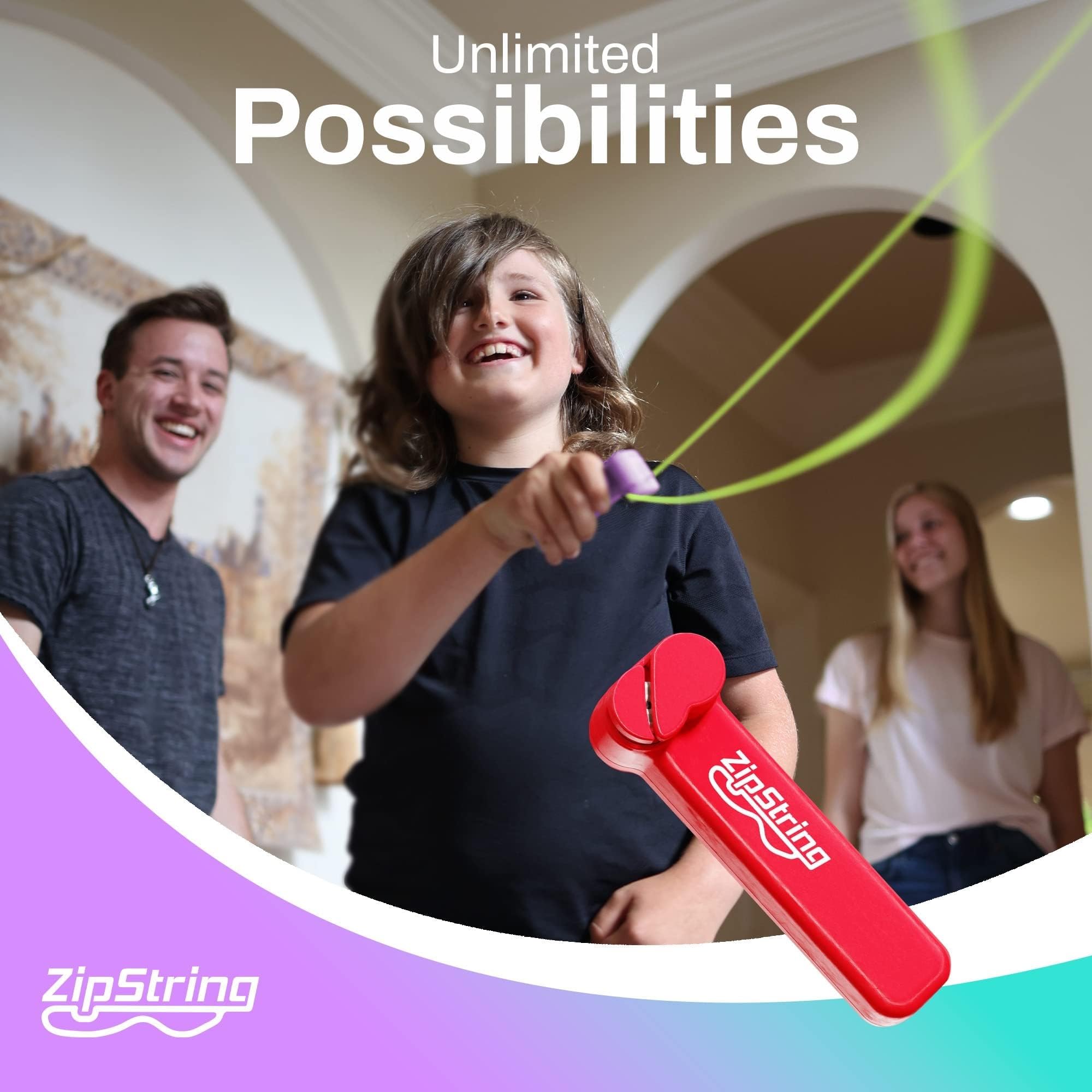 ZipString - Wonderment Awaits with Shark Tank - Featured String Rope Launcher Loop Fidget Toy, Defying Gravity to Boost Your Imagination - The Ideal Gift for Kids and Adults, Rock'it Red