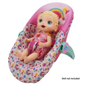 Baby Alive: Deluxe Doll Car Seat - Pink & Rainbow - 3-in-1, Fits Dolls Up to 18", Multifunctional Unit That Can Be Used As A Doll Carrier Or A Feeding Chair, Pretend Play for Kids Ages 3+