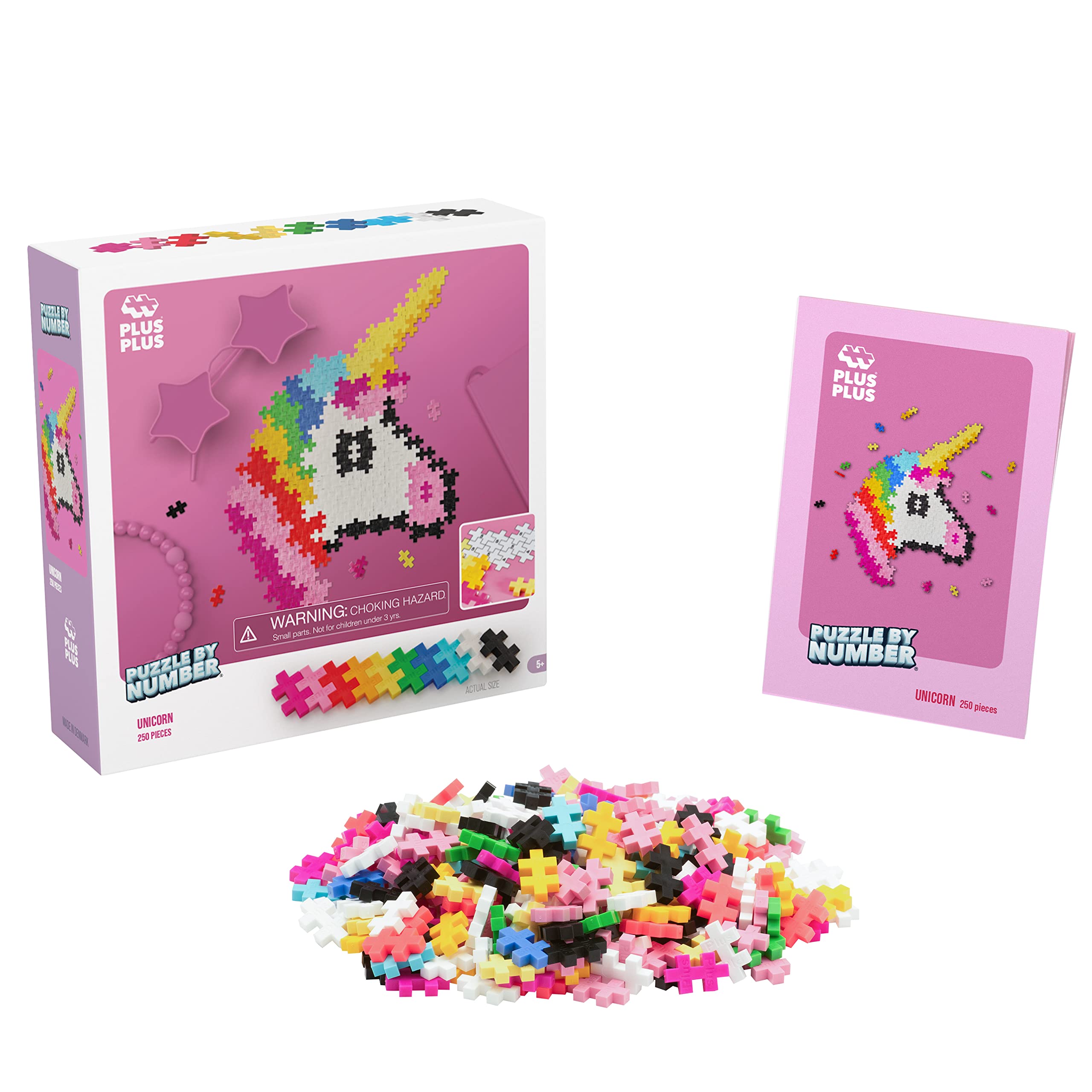 Plus Plus - Puzzle By Number - 250 Piece Unicorn - Construction Building Stem / Steam Toy, Interlocking Mini Puzzle Blocks for Kids