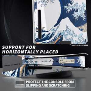 eXtremeRate eXcover The Great Wave Top Bottom Cover Compatible with ps5 Console Disc Edition, Replacement Faceplate Backplate Shell Skin Compatible with ps5 Console Disc Version - Console NOT Included