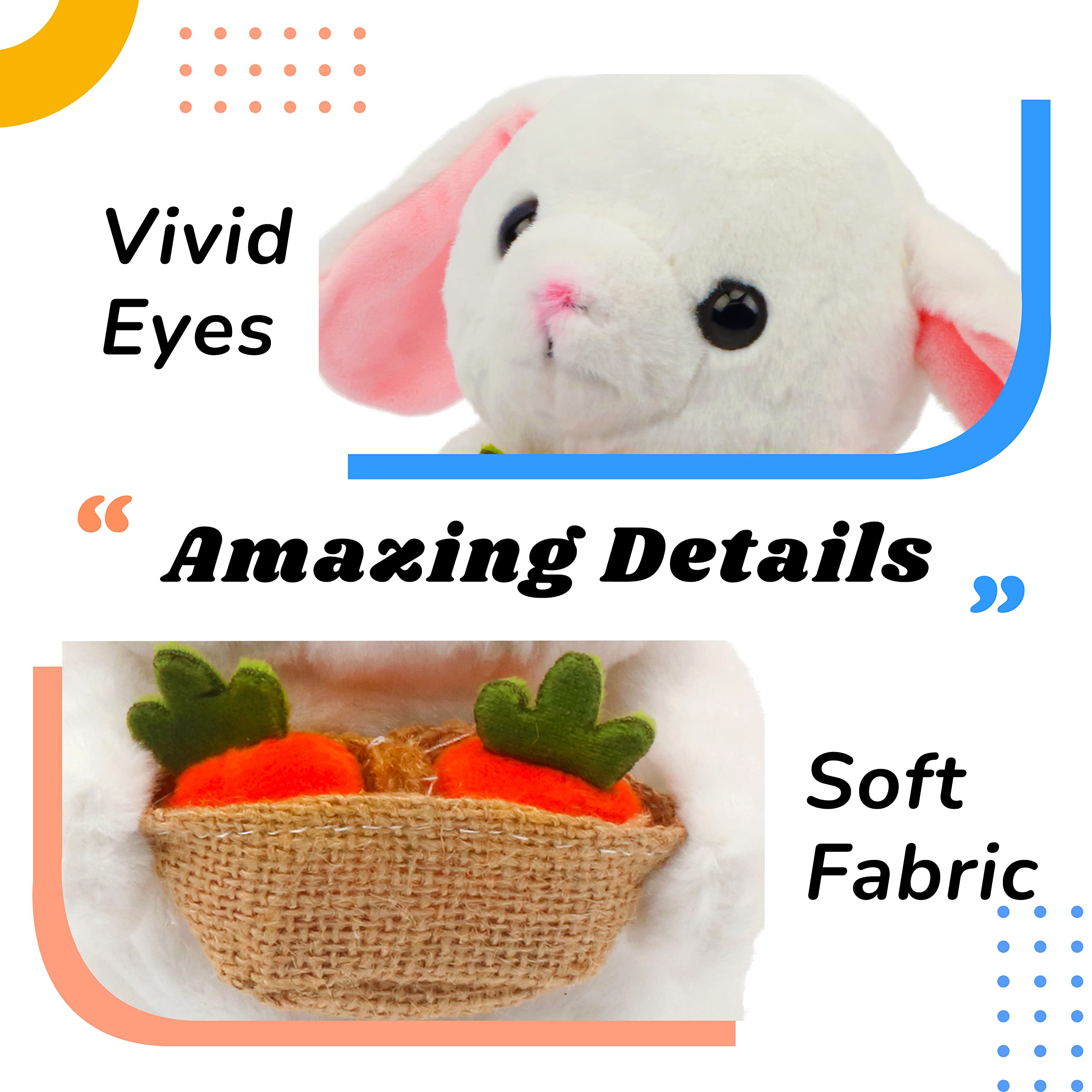 Hopearl Talking Bunny Repeats What You Say Rabbit with Carrots Nodding Electric Interactive Animated Toy Speaking Plush Buddy Gifts for Toddlers, White, 7''