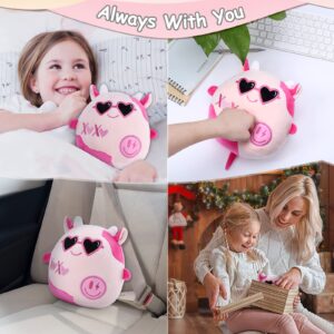 refavor Cow Stuffed Animal - 8 Inch Preppy Cute Plushies Y2K Soft Stuffed Animals for Girls Gift Pink Stuffed Animal Cow Plush Pillows Gifts Kids Valentines Cow Stuffed Animals Plush Toys(Rosie)