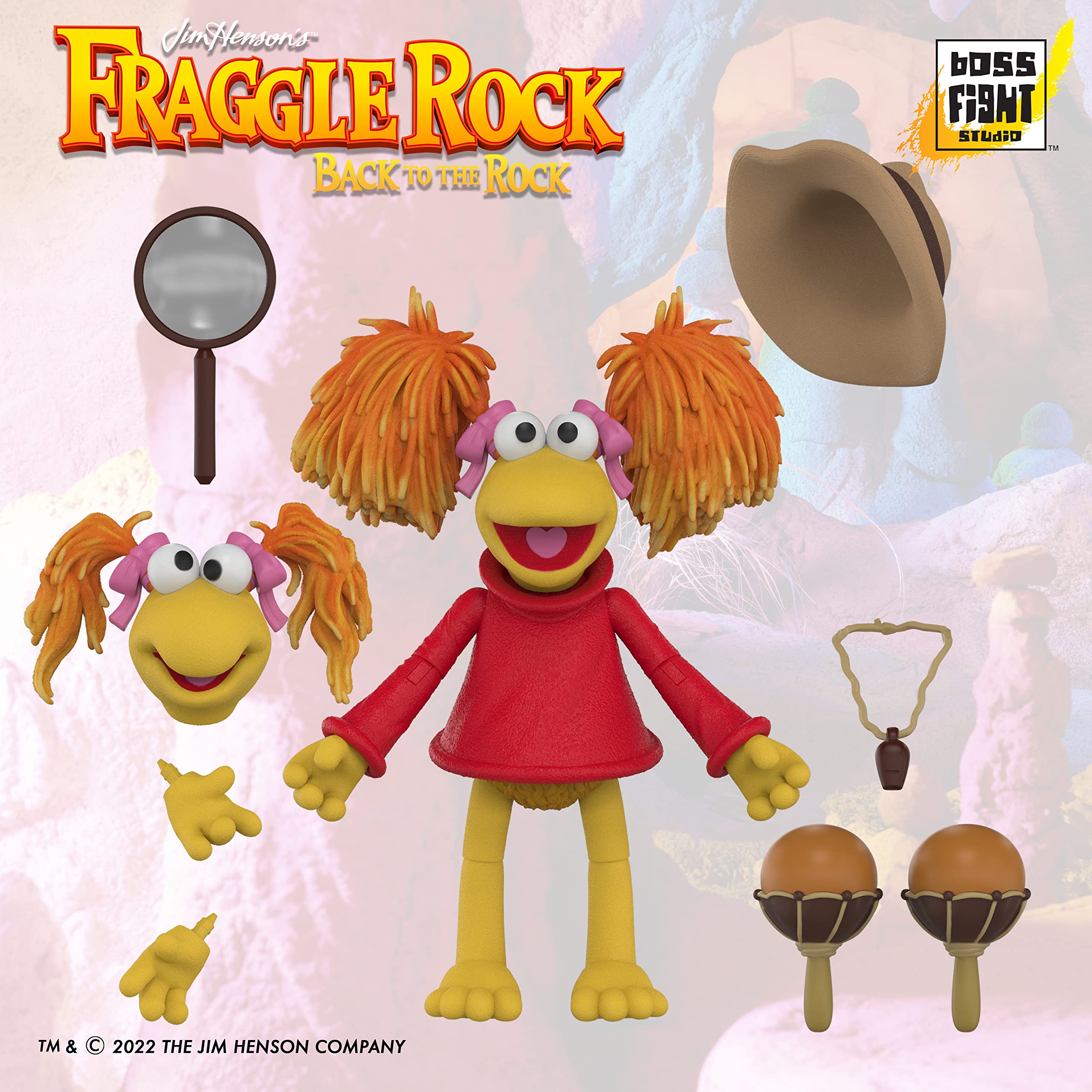 Boss Fight Studio Red, Fraggle Rock Collectible Action Figure – Highly Articulated Figurine - Accessories Including Hat, Magnifying Glass, Whistle, Maracas, Interchangeable Hands & Expression – 1:12