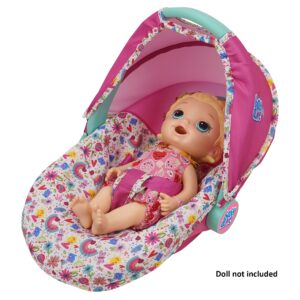 Baby Alive: Deluxe Doll Car Seat - Pink & Rainbow - 3-in-1, Fits Dolls Up to 18", Multifunctional Unit That Can Be Used As A Doll Carrier Or A Feeding Chair, Pretend Play for Kids Ages 3+