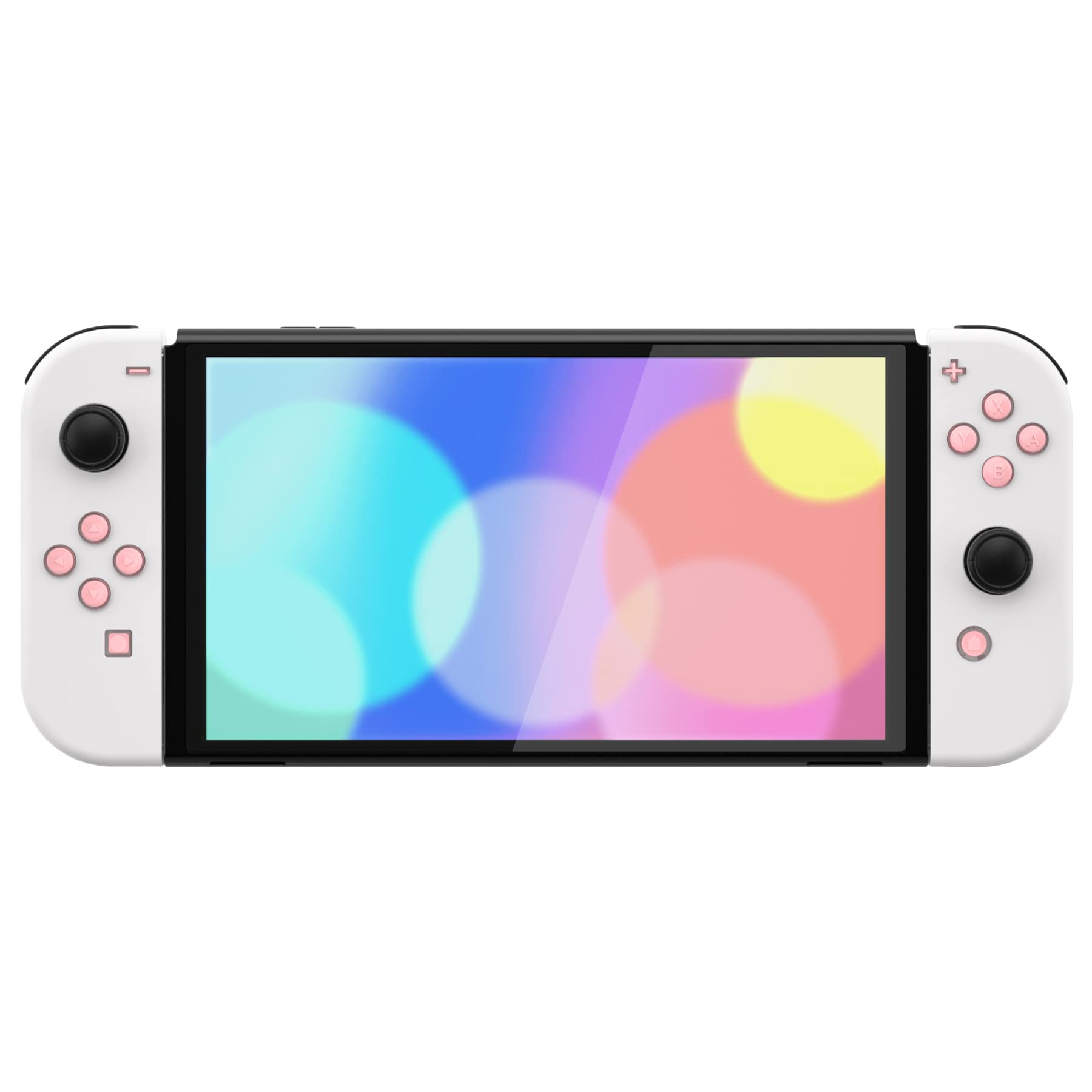 eXtremeRate Replacement Two-Tone Jelly Buttons for JoyCon, Pale Red & Clear w/Symbols Custom Controller ABXY Direction Home Capture + - Keys, DIY Action Face Buttons for Nintendo Switch & Switch OLED