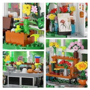 Flower House Building Set, Garden House Building Toy with LED Light, Creative Building Playset, Build a Greenhouse Model, Great Gift for Friends or Girls (597 Pieces)