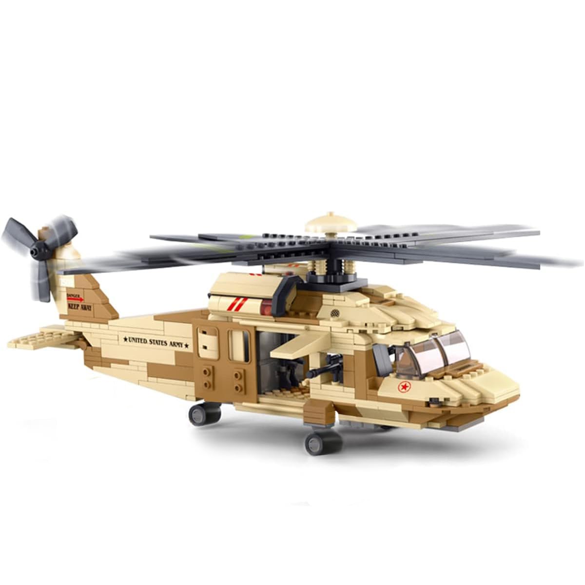 DAHONPA UH-60L Medium Utility Helicopter Black Hawk Military Army Airplane Building Bricks Set with 4 Figure, 439 Pieces Air-Force Build Blocks Toy, Gift for Kid and Adult.