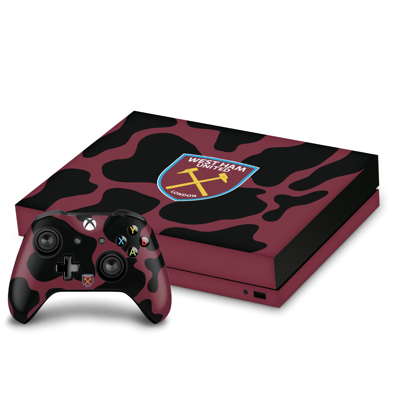 Head Case Designs Officially Licensed West Ham United FC Cow Print Art Vinyl Sticker Gaming Skin Decal Cover Compatible with Xbox One X Console and Controller Bundle