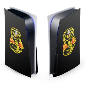 head case designs officially licensed cobra kai classic logo iconic vinyl faceplate sticker gaming skin decal cover compatible with sony playstation 5 ps5 disc edition console