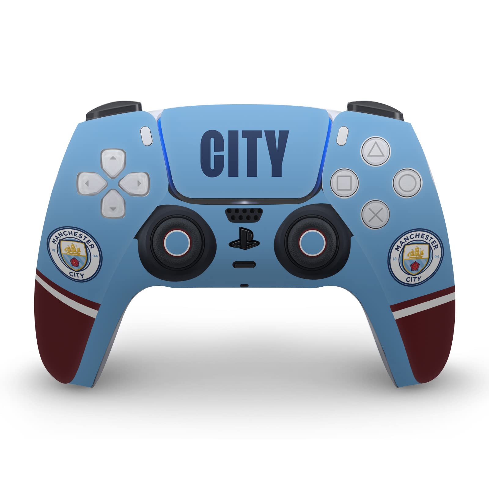 Head Case Designs Officially Licensed Manchester City Man City FC 2022/23 Home Kit Logo Art Vinyl Faceplate Sticker Gaming Skin Decal Cover Compatible With Sony PS5 Digital & DualSense