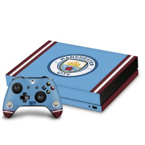 head case designs officially licensed manchester city man city fc 2022/23 home kit logo art vinyl sticker gaming skin decal cover compatible with xbox one x console and controller bundle