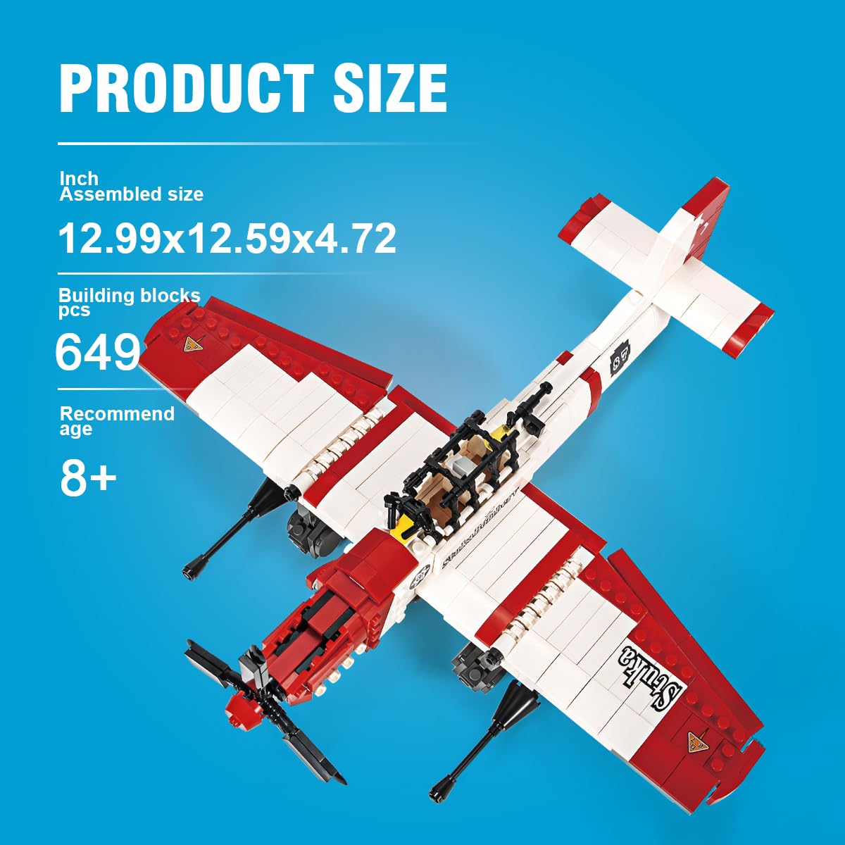 DAHONPA Stuka Fighting Military Army Airplane Building Bricks Set, 649 Pieces Air-Force Build Blocks Toy, Gift for Kid and Adult.