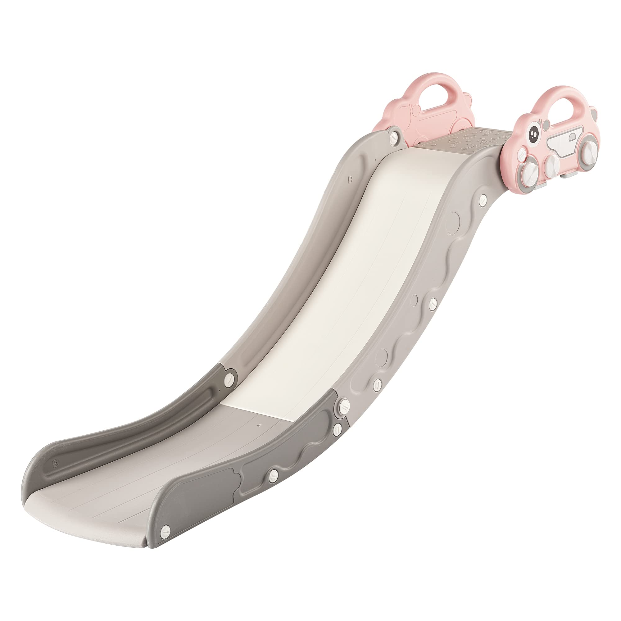 Toddler Indoor Sofa Slide – Stair Slide Attachment for Bed, Nugget Couch & Playgrounds, Car Shape - Pink