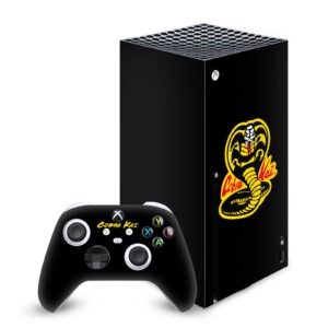 head case designs officially licensed cobra kai classic logo iconic vinyl sticker gaming skin decal cover compatible with xbox series x console and controller bundle