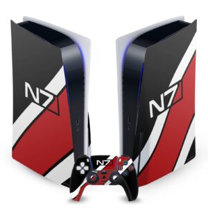 head case designs officially licensed ea bioware mass effect n7 logo stripes graphics vinyl faceplate gaming skin decal compatible with sony playstation 5 ps5 disc console & dualsense controller